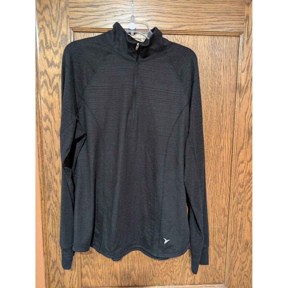 Old Navy Active Womens XXL Black Space Dye Quarter Zip Pullover Thumbholes